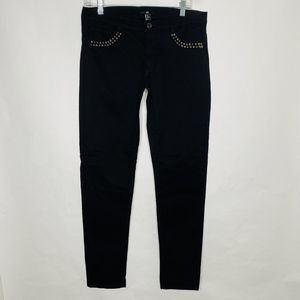 H&M Jeans Women 12 Black Padded Studded Pockets Stretch